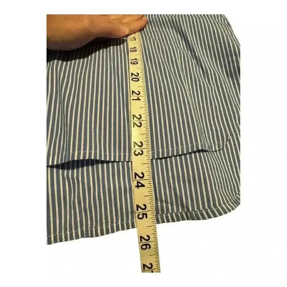 Chaps Women’s Small Blue & White Striped Embroidered Long Sleeved V-Neck Top - Picture 6 of 6